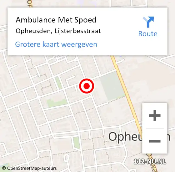 Locatie op kaart van de 112 melding: Ambulance Met Spoed Naar Opheusden, Lijsterbesstraat op 7 maart 2021 08:15