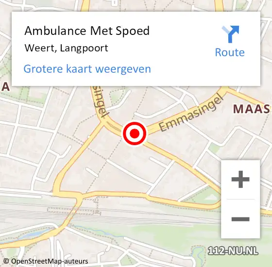 Locatie op kaart van de 112 melding: Ambulance Met Spoed Naar Weert, Langpoort op 7 maart 2021 08:20