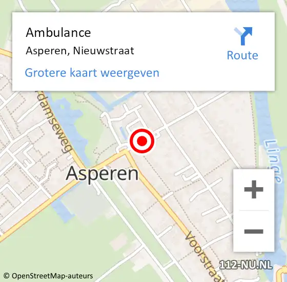 Locatie op kaart van de 112 melding: Ambulance Asperen, Nieuwstraat op 7 maart 2021 08:41
