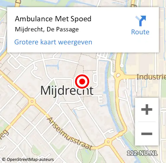 Locatie op kaart van de 112 melding: Ambulance Met Spoed Naar Mijdrecht, De Passage op 7 maart 2021 10:38