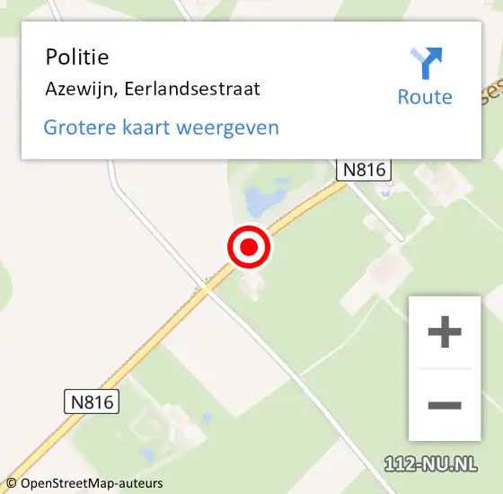 Locatie op kaart van de 112 melding: Politie Azewijn, Eerlandsestraat op 7 maart 2021 11:12