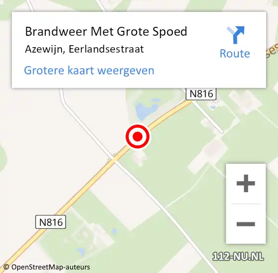 Locatie op kaart van de 112 melding: Brandweer Met Grote Spoed Naar Azewijn, Eerlandsestraat op 7 maart 2021 11:12