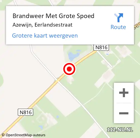 Locatie op kaart van de 112 melding: Brandweer Met Grote Spoed Naar Azewijn, Eerlandsestraat op 7 maart 2021 11:20