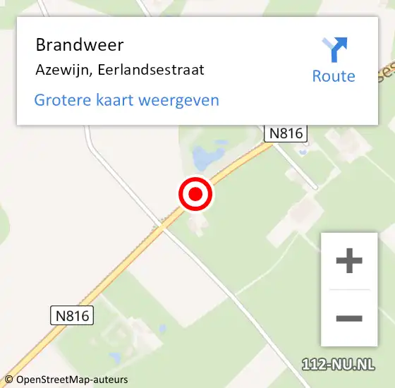 Locatie op kaart van de 112 melding: Brandweer Azewijn, Eerlandsestraat op 7 maart 2021 11:21