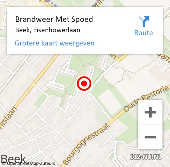 Locatie op kaart van de 112 melding: Brandweer Met Spoed Naar Beek, Eisenhowerlaan op 7 maart 2021 12:50