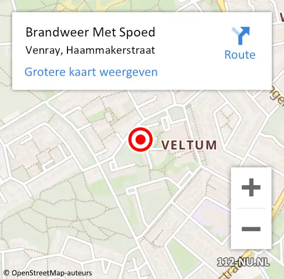 Locatie op kaart van de 112 melding: Brandweer Met Spoed Naar Venray, Haammakerstraat op 7 maart 2021 14:46