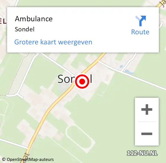 Locatie op kaart van de 112 melding: Ambulance Sondel op 7 maart 2021 15:11