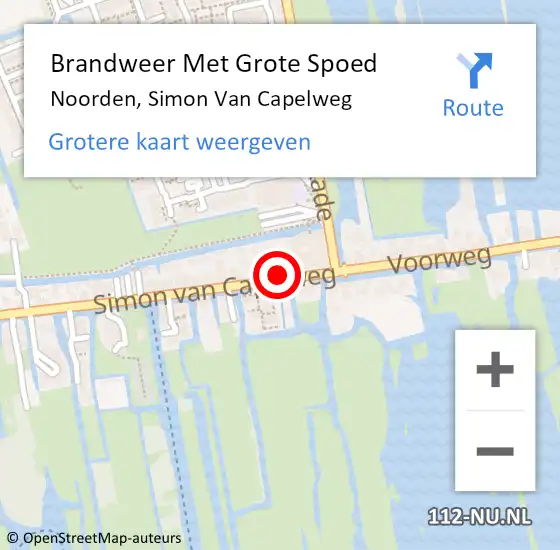 Locatie op kaart van de 112 melding: Brandweer Met Grote Spoed Naar Noorden, Simon Van Capelweg op 4 juni 2014 06:09