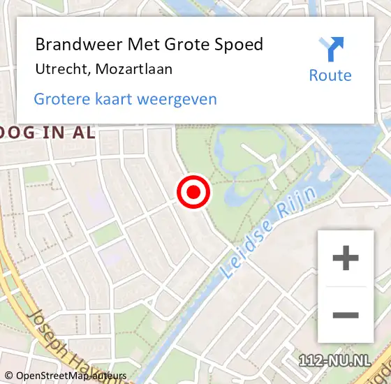 Locatie op kaart van de 112 melding: Brandweer Met Grote Spoed Naar Utrecht, Mozartlaan op 7 maart 2021 16:42