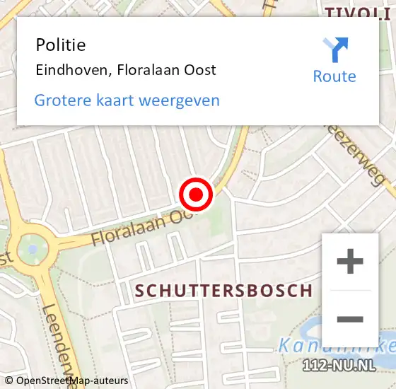 Locatie op kaart van de 112 melding: Politie Eindhoven, Floralaan Oost op 7 maart 2021 16:45