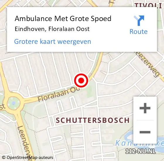 Locatie op kaart van de 112 melding: Ambulance Met Grote Spoed Naar Eindhoven, Floralaan Oost op 7 maart 2021 16:47