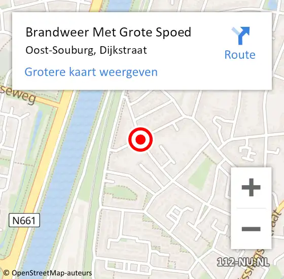 Locatie op kaart van de 112 melding: Brandweer Met Grote Spoed Naar Oost-Souburg, Dijkstraat op 7 maart 2021 17:26