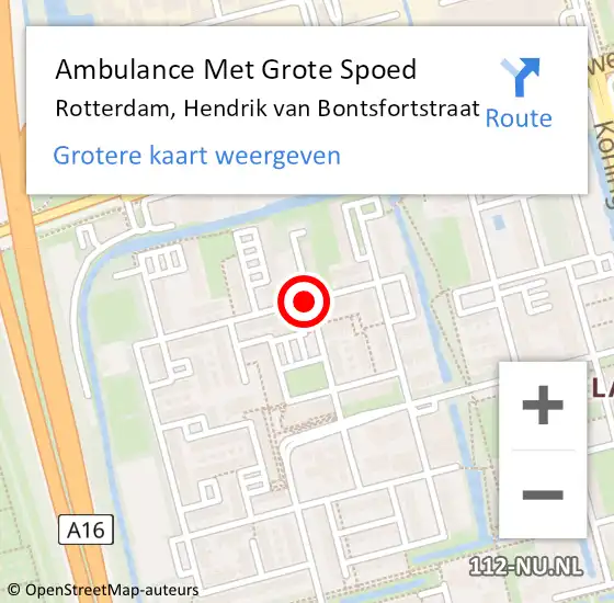 Locatie op kaart van de 112 melding: Ambulance Met Grote Spoed Naar Rotterdam, Hendrik van Bontsfortstraat op 7 maart 2021 17:57