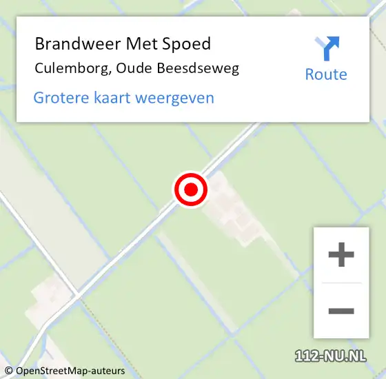 Locatie op kaart van de 112 melding: Brandweer Met Spoed Naar Culemborg, Oude Beesdseweg op 7 maart 2021 18:09