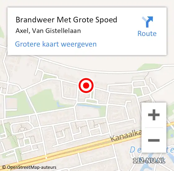 Locatie op kaart van de 112 melding: Brandweer Met Grote Spoed Naar Axel, Van Gistellelaan op 7 maart 2021 19:10