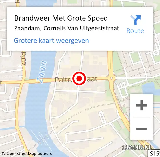 Locatie op kaart van de 112 melding: Brandweer Met Grote Spoed Naar Zaandam, Cornelis Van Uitgeeststraat op 7 maart 2021 19:36
