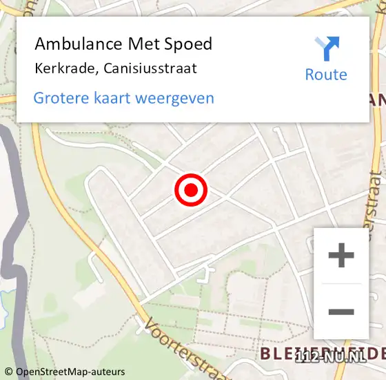 Locatie op kaart van de 112 melding: Ambulance Met Spoed Naar Kerkrade, Canisiusstraat op 4 juni 2014 07:12