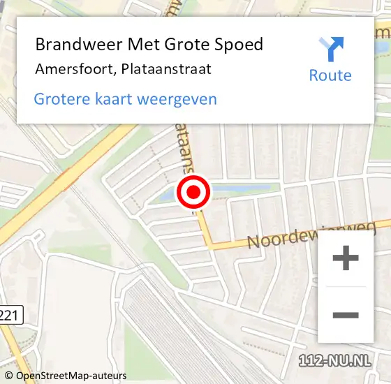 Locatie op kaart van de 112 melding: Brandweer Met Grote Spoed Naar Amersfoort, Plataanstraat op 7 maart 2021 19:44