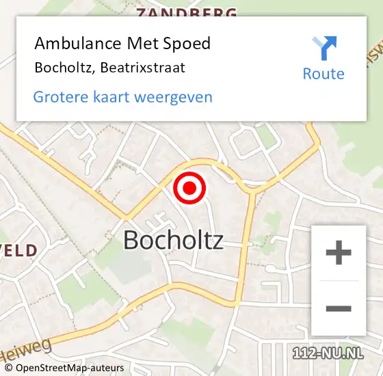 Locatie op kaart van de 112 melding: Ambulance Met Spoed Naar Bocholtz, Beatrixstraat op 4 juni 2014 07:17