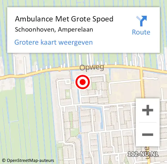 Locatie op kaart van de 112 melding: Ambulance Met Grote Spoed Naar Schoonhoven, Amperelaan op 8 september 2013 12:05