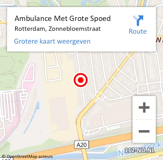 Locatie op kaart van de 112 melding: Ambulance Met Grote Spoed Naar Rotterdam, Zonnebloemstraat op 7 maart 2021 23:22