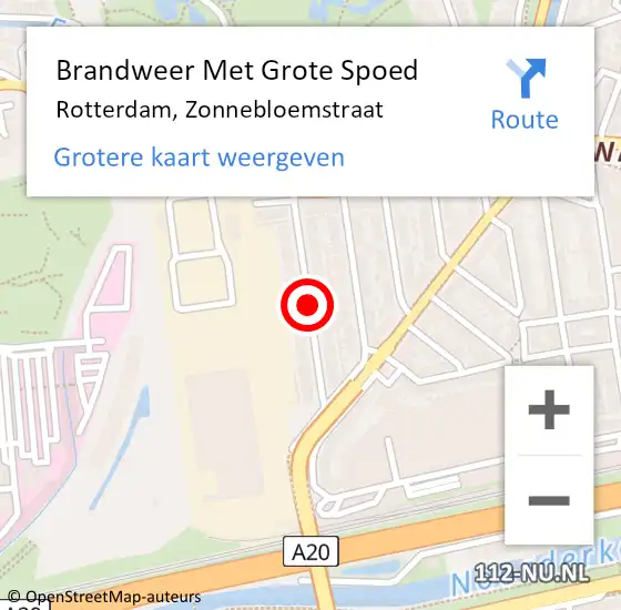 Locatie op kaart van de 112 melding: Brandweer Met Grote Spoed Naar Rotterdam, Zonnebloemstraat op 7 maart 2021 23:25