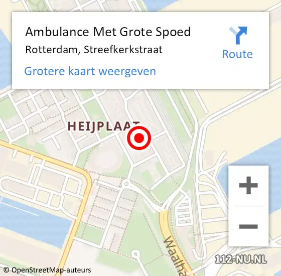 Locatie op kaart van de 112 melding: Ambulance Met Grote Spoed Naar Rotterdam, Streefkerkstraat op 7 maart 2021 23:48
