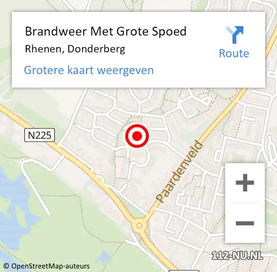 Locatie op kaart van de 112 melding: Brandweer Met Grote Spoed Naar Rhenen, Donderberg op 8 maart 2021 01:54