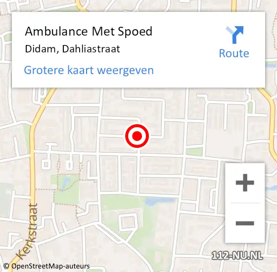 Locatie op kaart van de 112 melding: Ambulance Met Spoed Naar Didam, Dahliastraat op 8 maart 2021 03:42