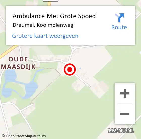 Locatie op kaart van de 112 melding: Ambulance Met Grote Spoed Naar Dreumel, Kooimolenweg op 8 maart 2021 07:08