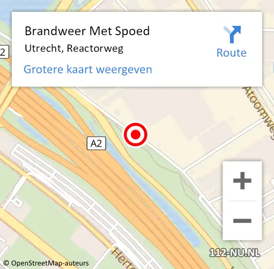 Locatie op kaart van de 112 melding: Brandweer Met Spoed Naar Utrecht, Reactorweg op 8 maart 2021 07:56