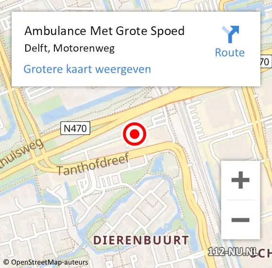 Locatie op kaart van de 112 melding: Ambulance Met Grote Spoed Naar Delft, Motorenweg op 8 maart 2021 08:19