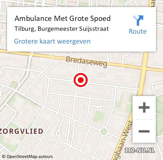 Locatie op kaart van de 112 melding: Ambulance Met Grote Spoed Naar Tilburg, Burgemeester Suijsstraat op 8 maart 2021 08:26