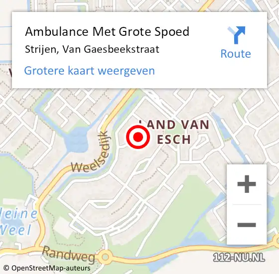 Locatie op kaart van de 112 melding: Ambulance Met Grote Spoed Naar Strijen, Van Gaesbeekstraat op 8 maart 2021 08:55