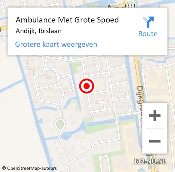 Locatie op kaart van de 112 melding: Ambulance Met Grote Spoed Naar Andijk, Ibislaan op 8 maart 2021 08:57