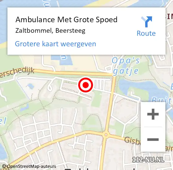 Locatie op kaart van de 112 melding: Ambulance Met Grote Spoed Naar Zaltbommel, Beersteeg op 8 maart 2021 10:14