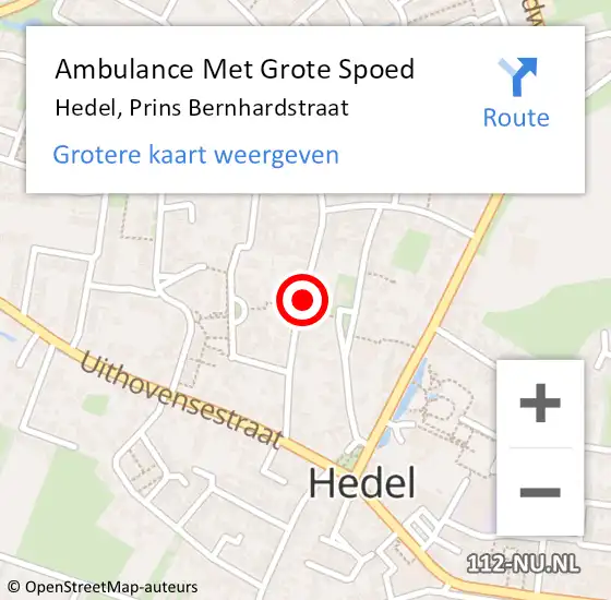 Locatie op kaart van de 112 melding: Ambulance Met Grote Spoed Naar Hedel, Prins Bernhardstraat op 8 maart 2021 10:59