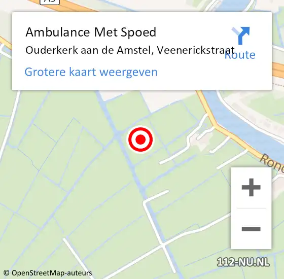 Locatie op kaart van de 112 melding: Ambulance Met Spoed Naar Ouderkerk aan de Amstel, Veenerickstraat op 8 maart 2021 11:14