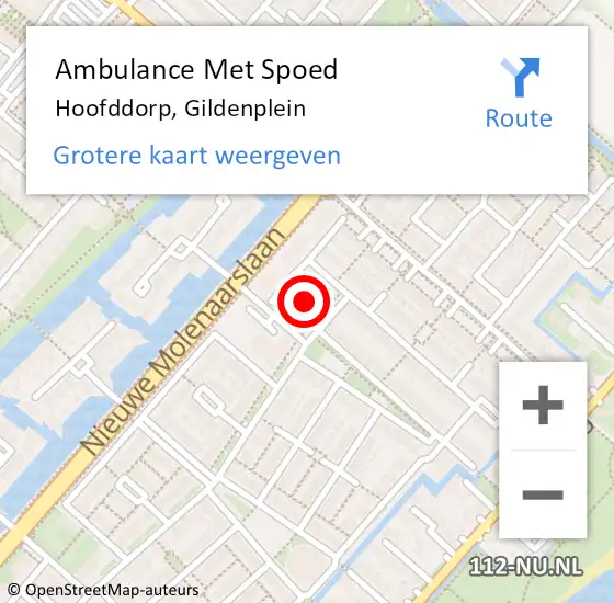 Locatie op kaart van de 112 melding: Ambulance Met Spoed Naar Hoofddorp, Gildenplein op 8 maart 2021 11:56