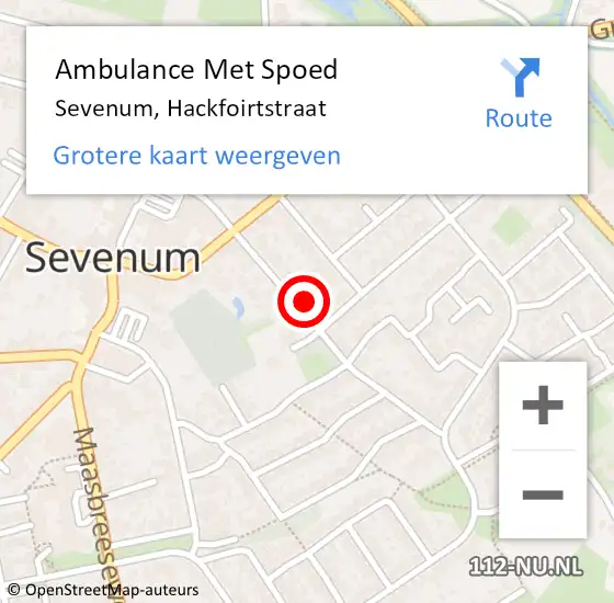 Locatie op kaart van de 112 melding: Ambulance Met Spoed Naar Sevenum, Hackfoirtstraat op 4 juni 2014 08:53