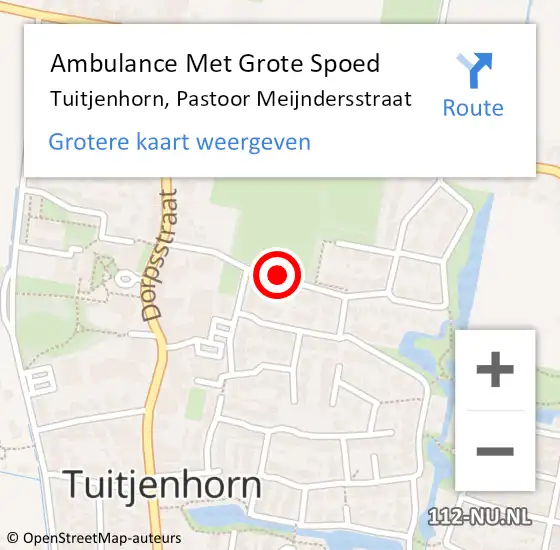 Locatie op kaart van de 112 melding: Ambulance Met Grote Spoed Naar Tuitjenhorn, Pastoor Meijndersstraat op 8 maart 2021 13:50