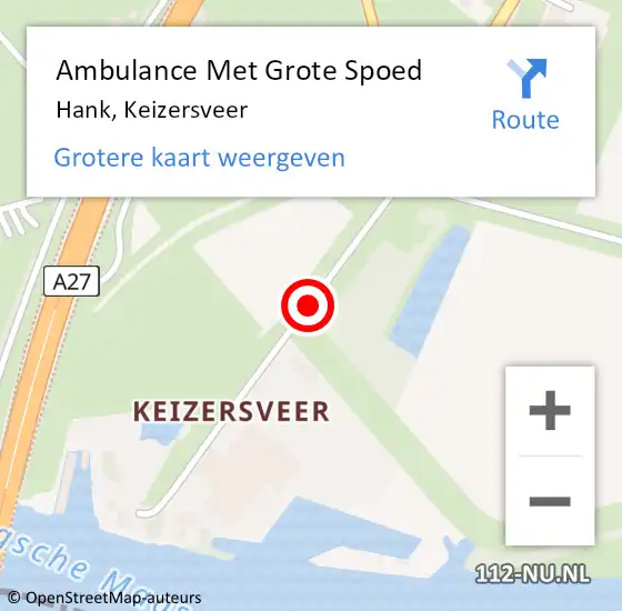 Locatie op kaart van de 112 melding: Ambulance Met Grote Spoed Naar Hank, Keizersveer op 8 maart 2021 13:52
