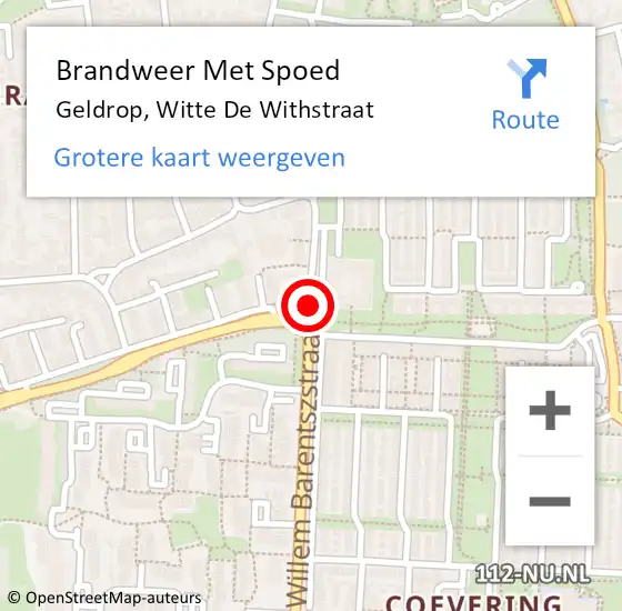 Locatie op kaart van de 112 melding: Brandweer Met Spoed Naar Geldrop, Witte De Withstraat op 8 maart 2021 14:11