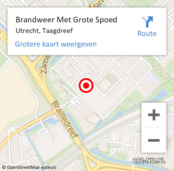 Locatie op kaart van de 112 melding: Brandweer Met Grote Spoed Naar Utrecht, Taagdreef op 8 maart 2021 14:13