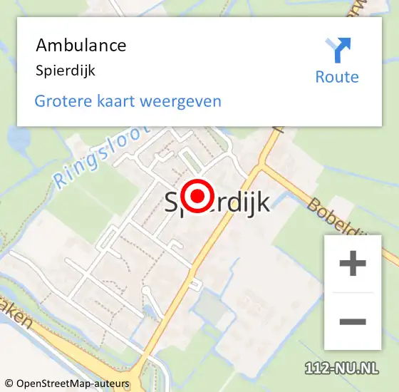 Locatie op kaart van de 112 melding: Ambulance Spierdijk op 8 maart 2021 15:14