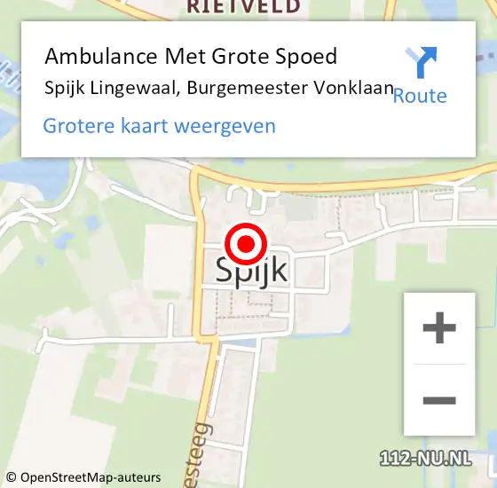 Locatie op kaart van de 112 melding: Ambulance Met Grote Spoed Naar Spijk Lingewaal, Burgemeester Vonklaan op 8 maart 2021 16:48