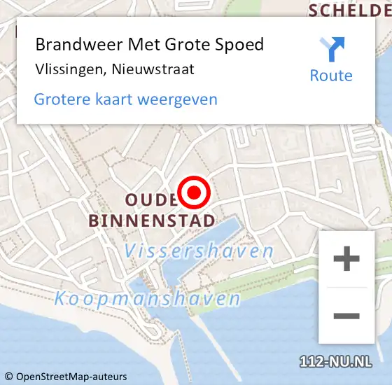 Locatie op kaart van de 112 melding: Brandweer Met Grote Spoed Naar Vlissingen, Nieuwstraat op 8 maart 2021 17:09