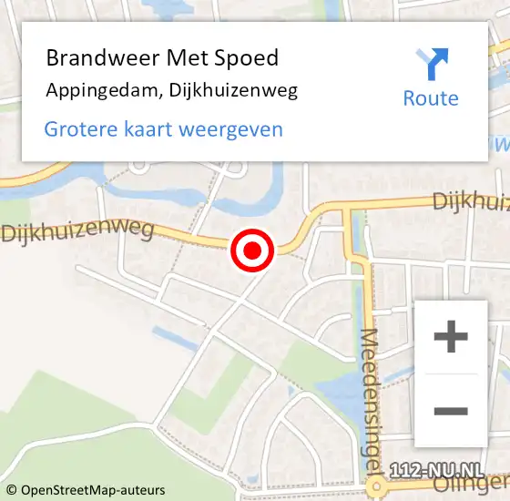 Locatie op kaart van de 112 melding: Brandweer Met Spoed Naar Appingedam, Dijkhuizenweg op 8 maart 2021 18:14