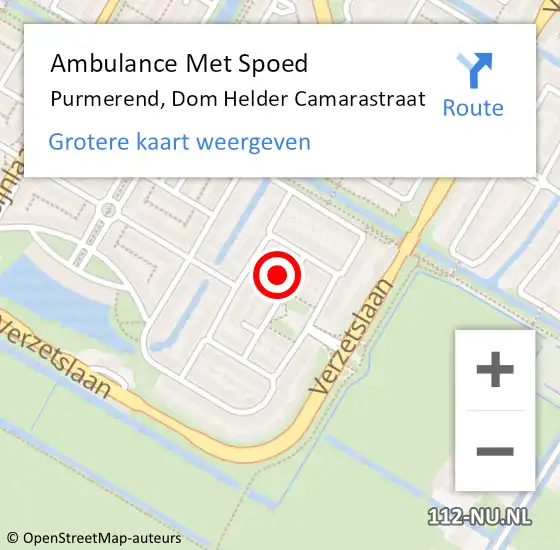 Locatie op kaart van de 112 melding: Ambulance Met Spoed Naar Purmerend, Dom Helder Camarastraat op 8 maart 2021 19:53