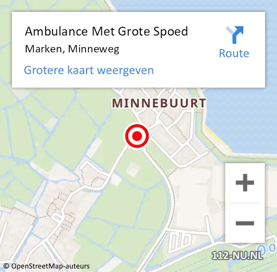 Locatie op kaart van de 112 melding: Ambulance Met Grote Spoed Naar Marken, Minneweg op 8 maart 2021 20:16